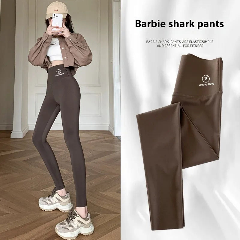 Women Autumn Winter Skinny Shark Pants Kids Casual Daily Sport Dance Thickened Trousers Winter Fashion High Waisted Sweatpants.
