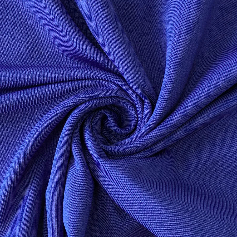 Backless Strappy Irregular Jumpsuit fabric in rich blue texture, showcasing the smooth stretch material.