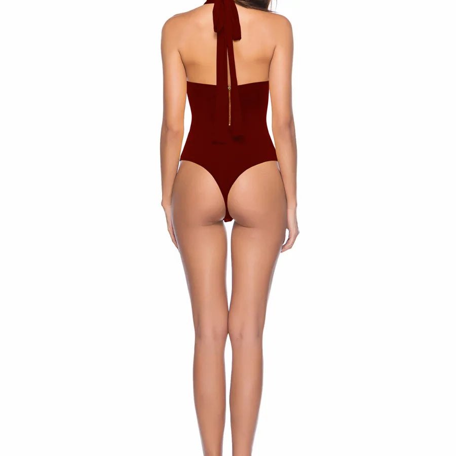 Backless Strappy Irregular Jumpsuit shown from the back, featuring a stylish design and adjustable strap.