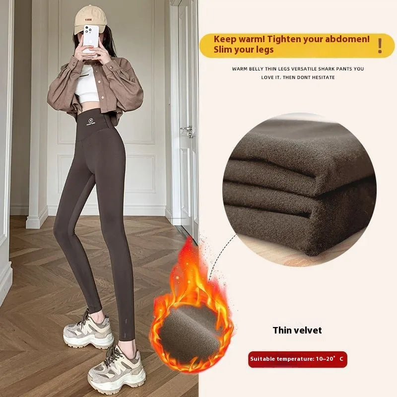 Women Autumn Winter Skinny Shark Pants Kids Casual Daily Sport Dance Thickened Trousers Winter Fashion High Waisted Sweatpants.