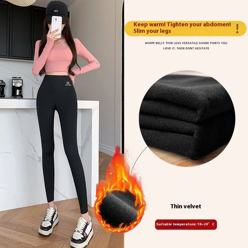 Women Autumn Winter Skinny Shark Pants Kids Casual Daily Sport Dance Thickened Trousers Winter Fashion High Waisted Sweatpants display